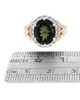 Moldavite and Diamond Halo Ring